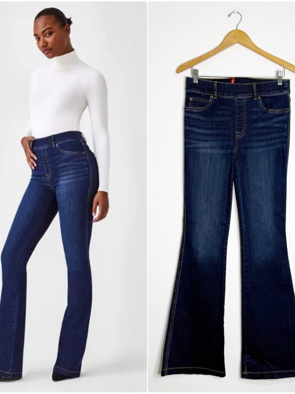 SPANX Pull On Flare Jeans Size Medium Dark Wash Stretch 20327R